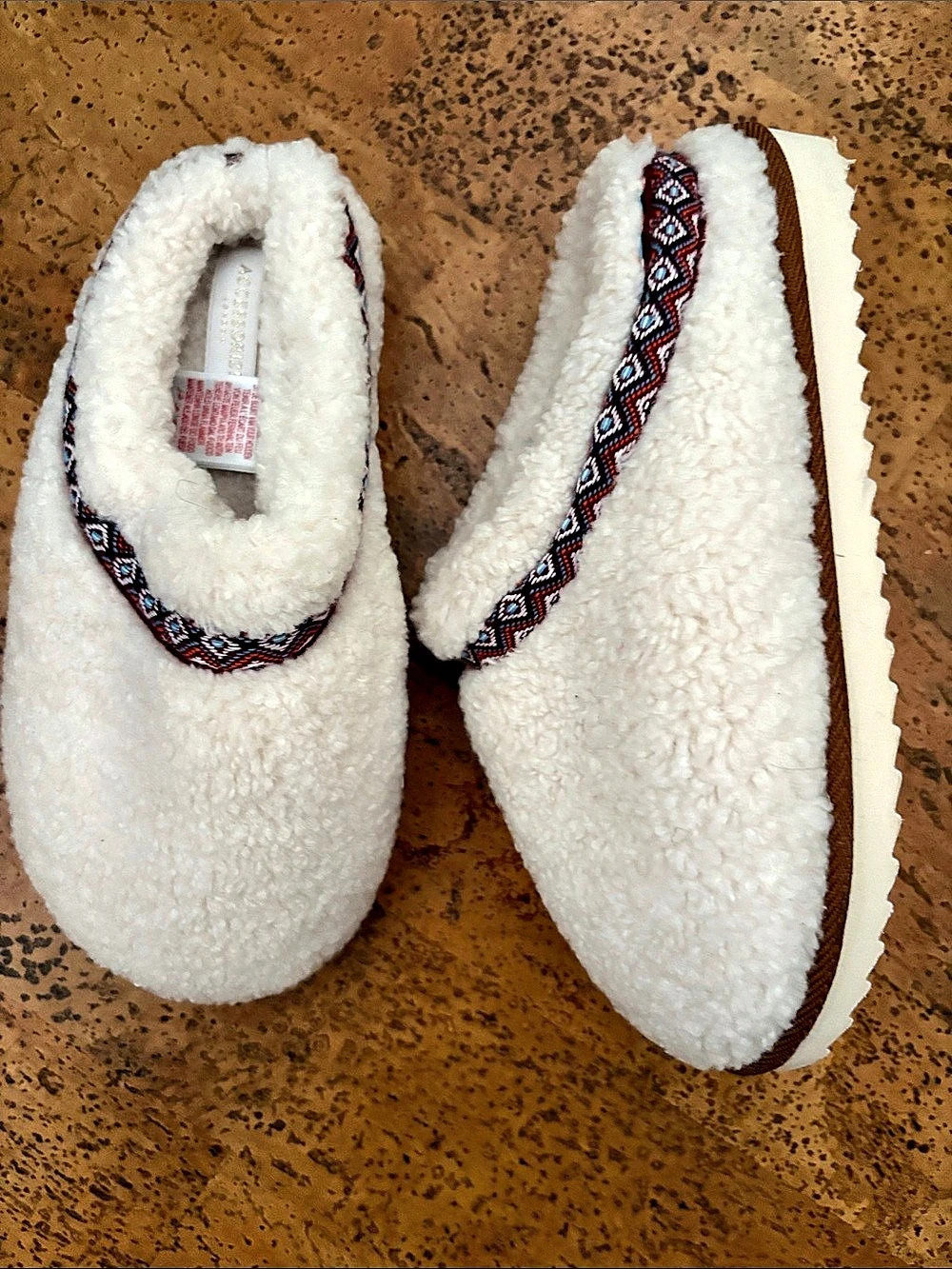 Accessorize Sherpa Slippers in ivory Like New